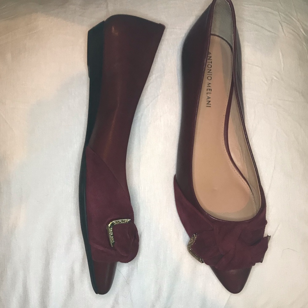 Antonio Melani Bow Wine Flat with sz 8.5 NWOT - Picture 5 of 8